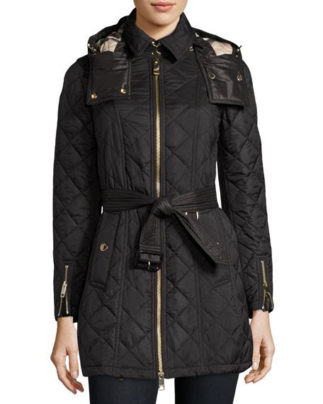 burberry baughton 18 black|Burberry Baughton Quilted Belted Parka Jacket, Black.